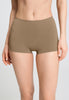 Front view of a women model wearing HA suede camel microfibre Panty