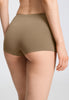 Back view of a women model wearing HA suede camel microfibre Panty