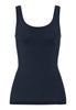 Front cutout view of HA deep navy microfibre Tank Top