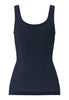 Back cutout view of HA deep navy microfibre Tank Top