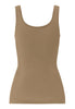 Back cutout view of HA suede camel microfibre Tank Top