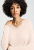 Close-up view of a women model wearing HA creamy glass cotton L/SLV Nightdress 110cm