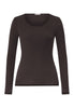 Front cutout view of HA dark mocha modal/viscose/tencel L/SLV Shirt