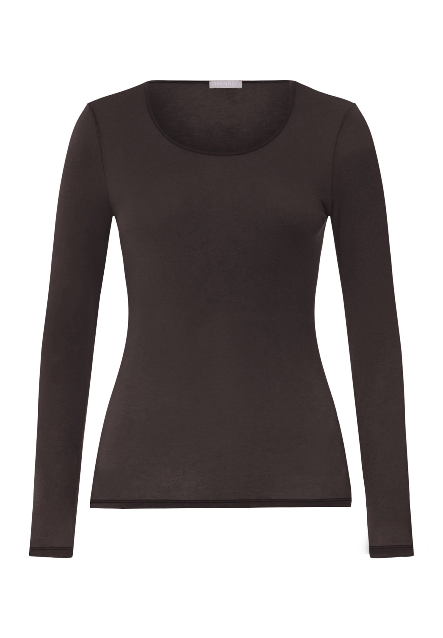 Front cutout view of HA dark mocha modal/viscose/tencel L/SLV Shirt