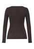 Back cutout view of HA dark mocha modal/viscose/tencel L/SLV Shirt