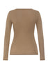 Back cutout view of HA suede camel modal/viscose/tencel L/SLV Shirt