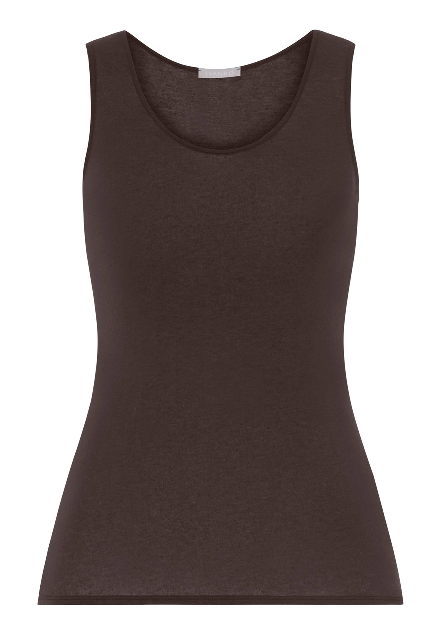 Front cutout view of HA dark mocha modal/viscose/tencel Tank Top