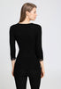 Back view of a women model wearing HA black wool 3/4 SLV Shirt