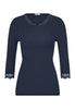 Front cutout view of HA deep navy wool 3/4 SLV Shirt