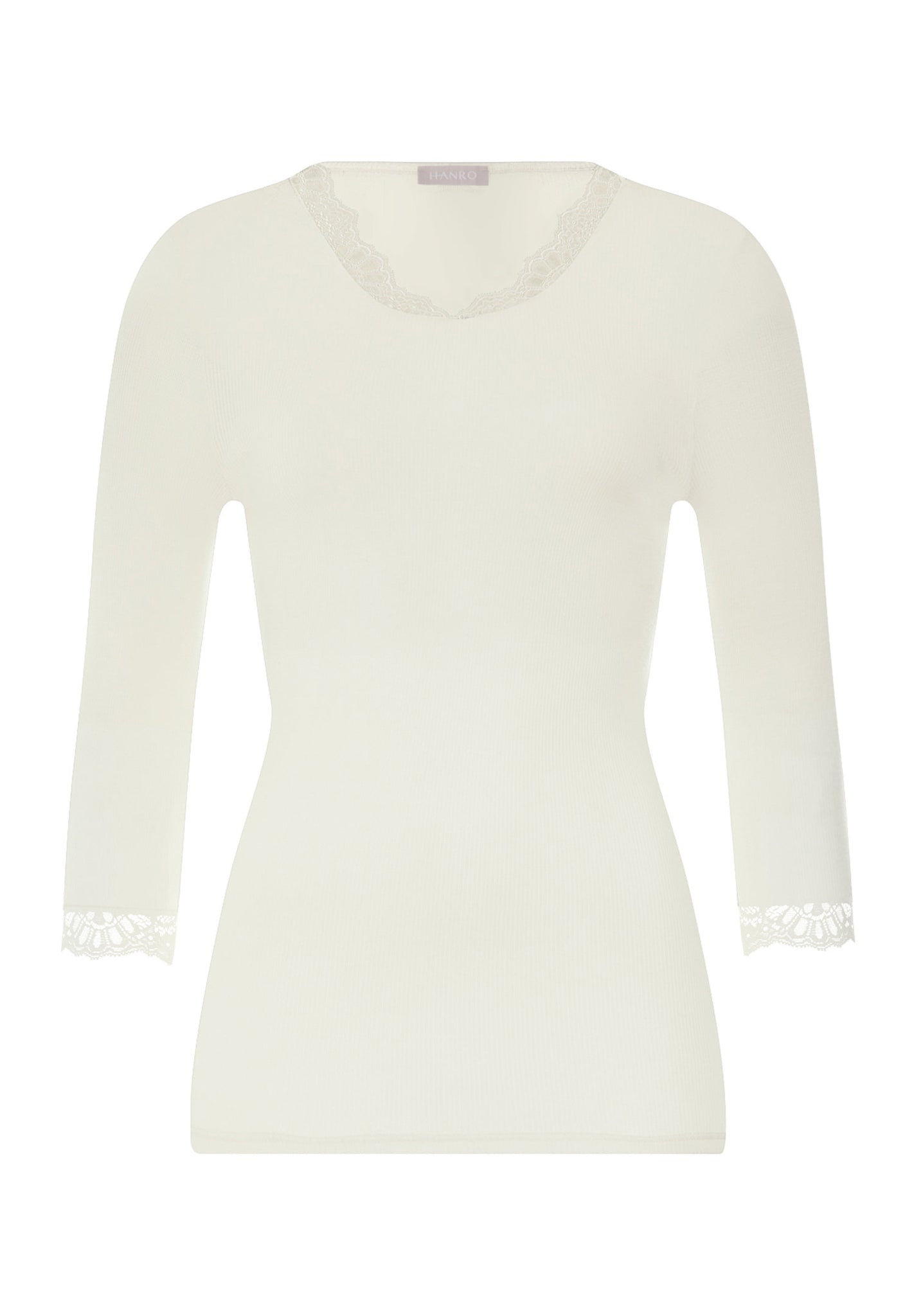 Front cutout view of HA misty white wool 3/4 SLV Shirt