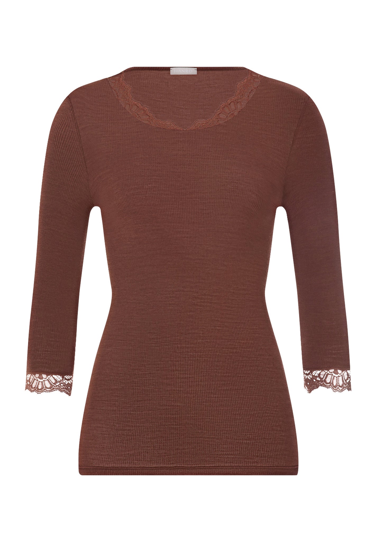 Front cutout view of HA cinnamon wool 3/4 SLV Shirt