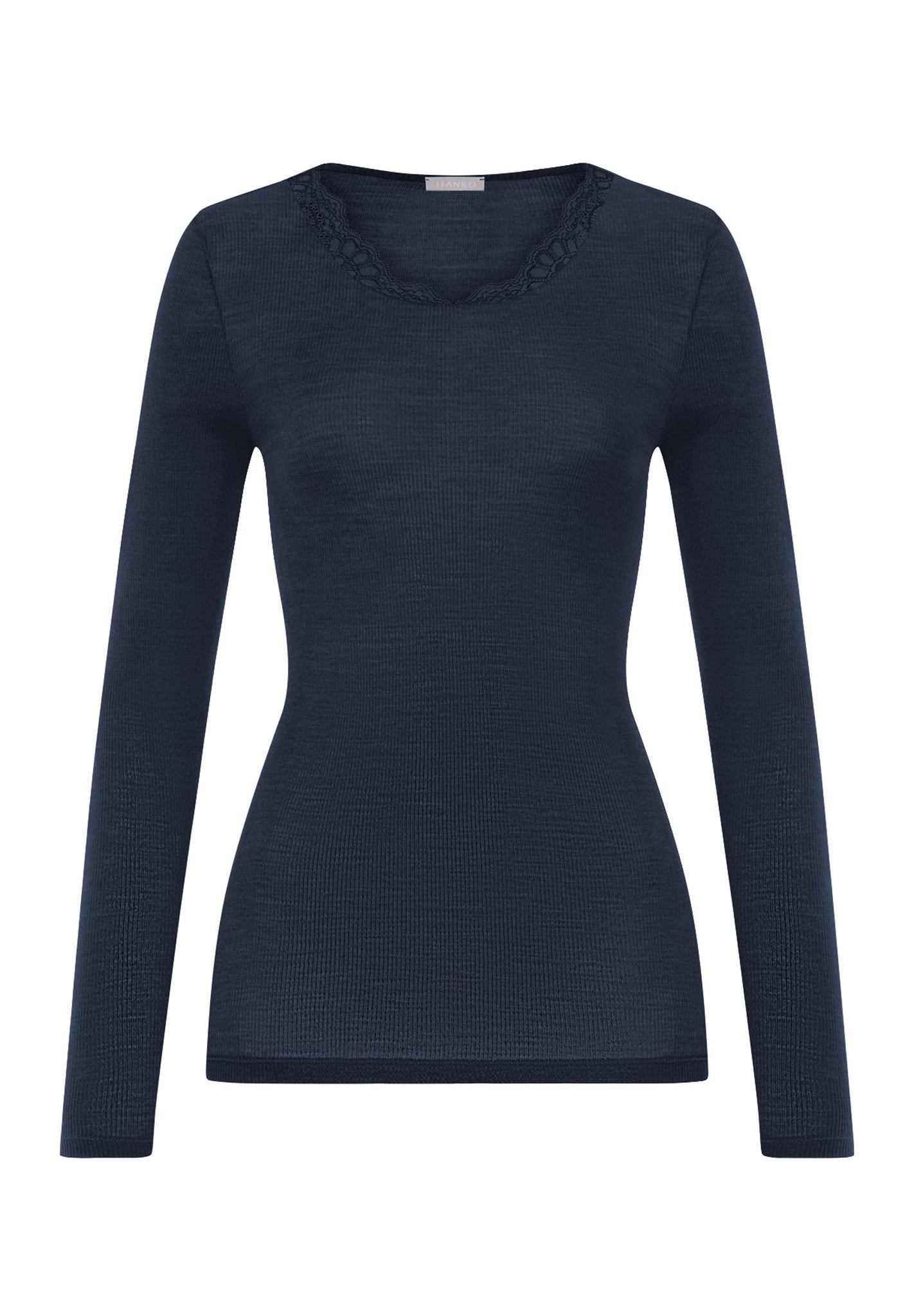 Front cutout view of HA deep navy wool L/SLV Shirt