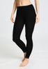 Front view of a women model wearing HA black wool Leggings
