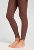 Close-up view of a women model wearing HA cinnamon wool Leggings