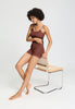 Full-body view of a women model wearing HA cinnamon wool Panty