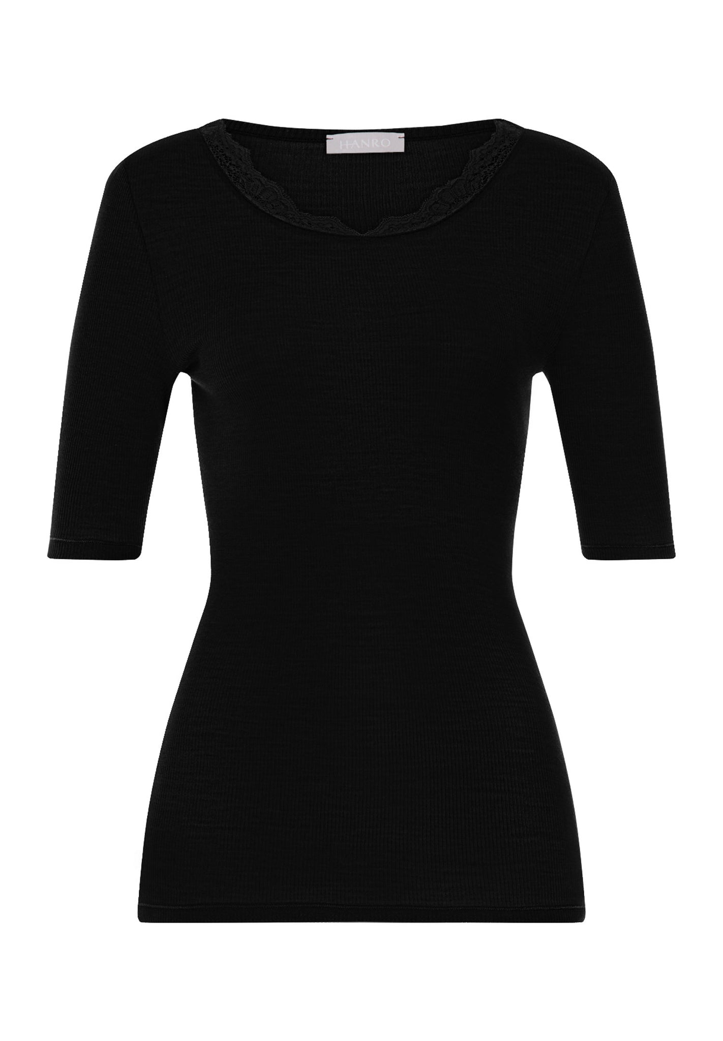 Front cutout view of HA black wool S/SLV Shirt