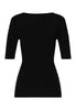 Back cutout view of HA black wool S/SLV Shirt