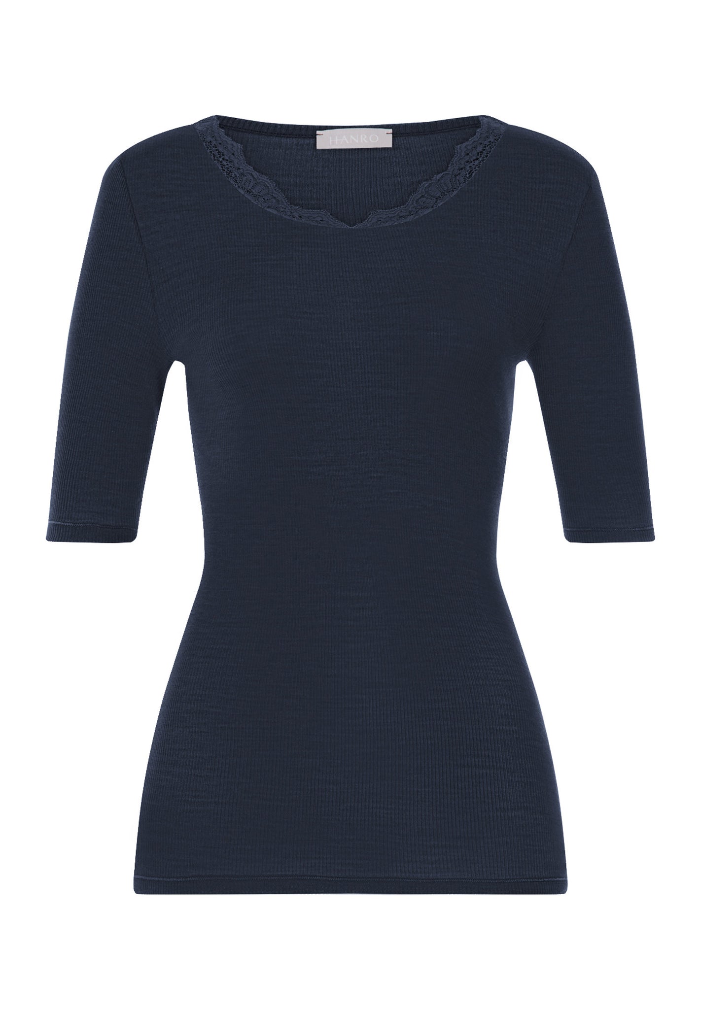 Front cutout view of HA deep navy wool S/SLV Shirt