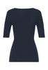 Back cutout view of HA deep navy wool S/SLV Shirt