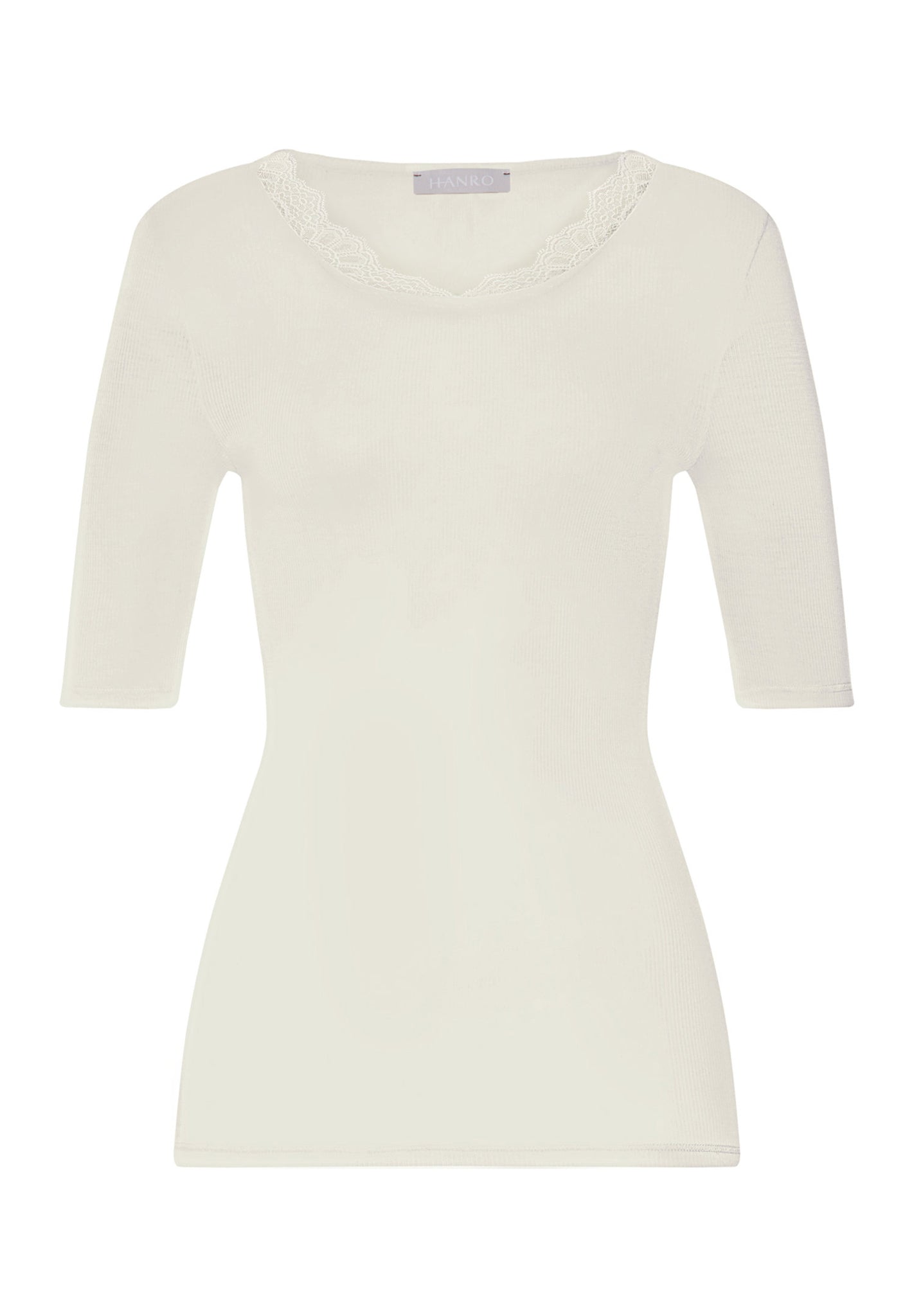 Front cutout view of HA misty white wool S/SLV Shirt
