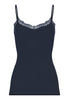 Front cutout view of HA deep navy wool Spaghetti Top