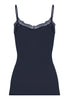 Back cutout view of HA deep navy wool Spaghetti Top