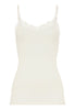 Front cutout view of HA misty white wool Spaghetti Top
