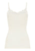 Back cutout view of HA misty white wool Spaghetti Top