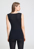 Back view of a women model wearing HA black wool Tank Top
