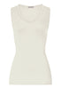 Front cutout view of HA misty white wool Tank Top
