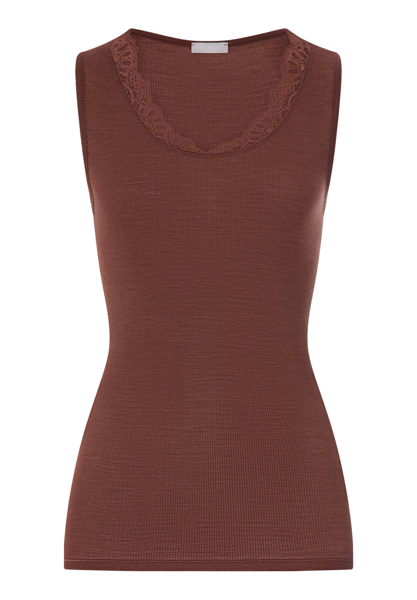 Front cutout view of HA cinnamon wool Tank Top
