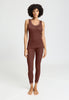 Full-body view of a women model wearing HA cinnamon wool Tank Top