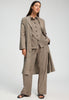 Full-body view of a women model wearing HA earthy woven cotton Robe 115cm