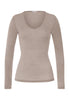 Front cutout view of HA rose grey wool L/SLV Shirt