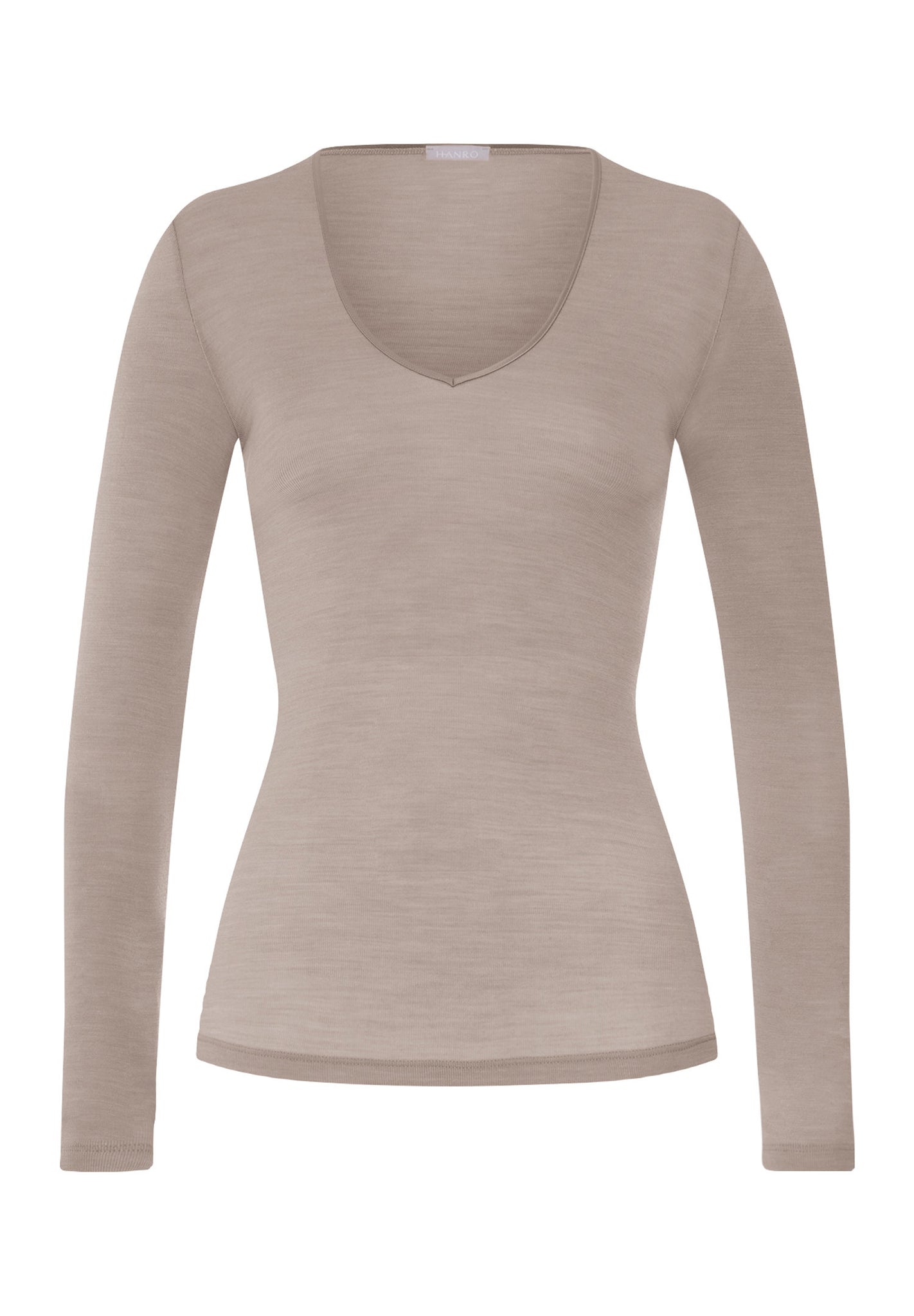 Front cutout view of HA rose grey wool L/SLV Shirt
