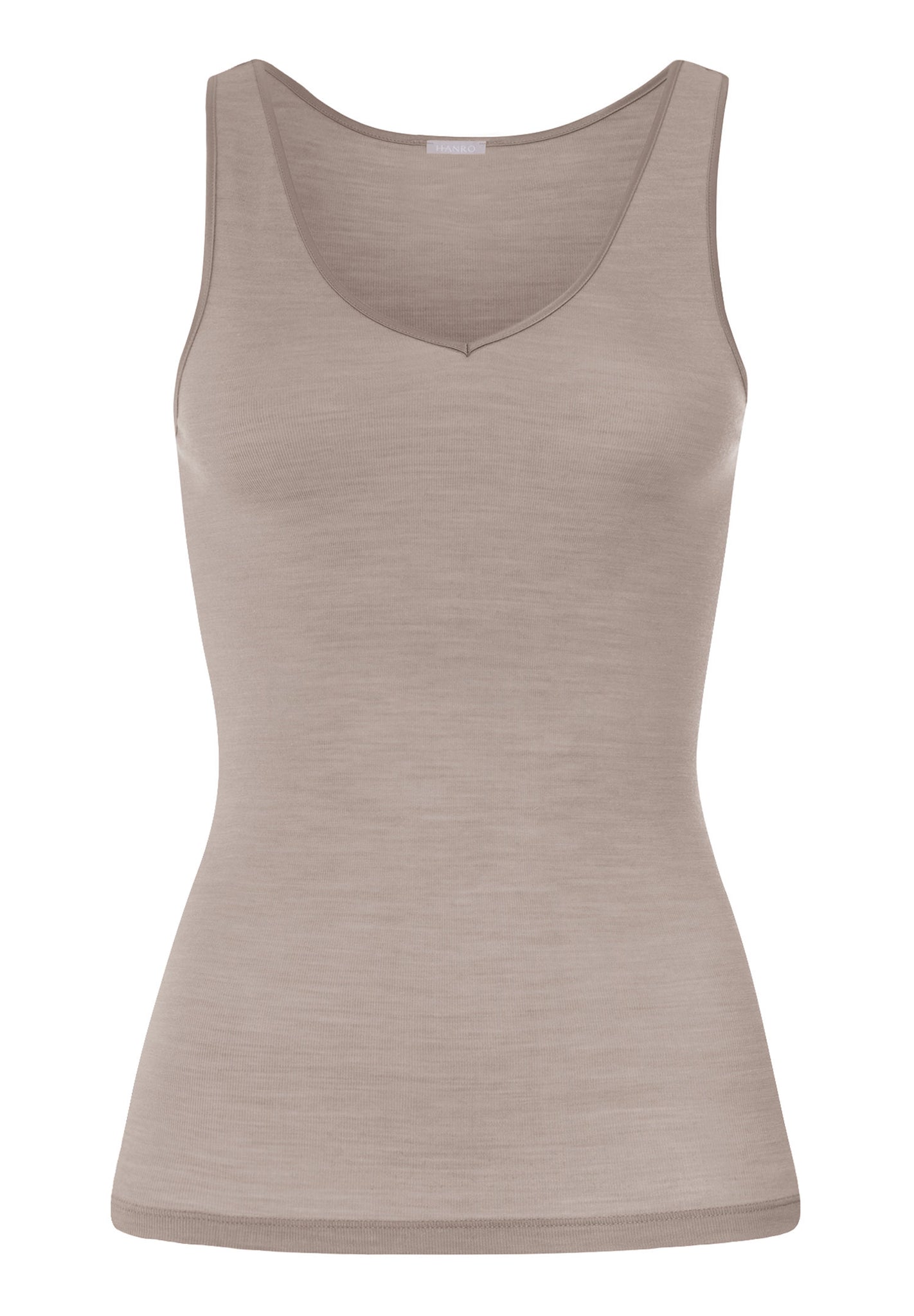 Front cutout view of HA rose grey wool Tank Top