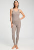 Full-body view of a women model wearing HA rose grey wool Tank Top