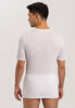 Back view of a men model wearing HA white cotton S/SLV Shirt