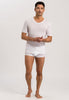 Full-body view of a men model wearing HA white cotton S/SLV Shirt