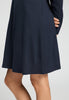 General view of a women model wearing HA deep navy modal/viscose/tencel L/SLV Nightdress 95cm
